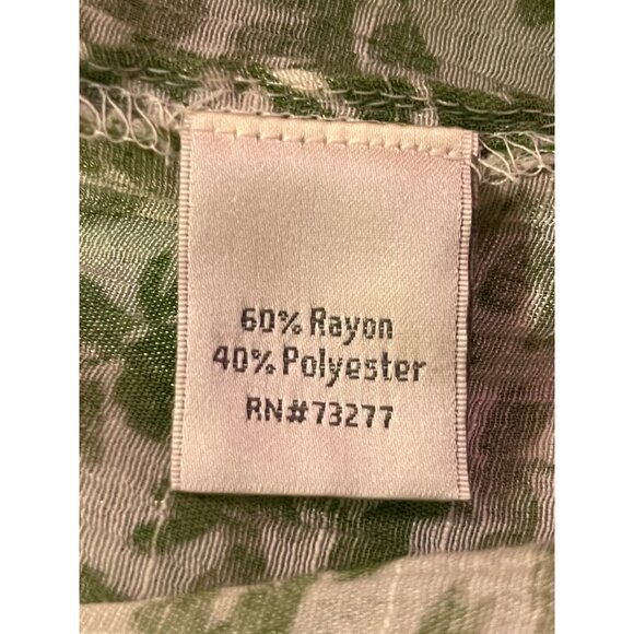 LC Lauren Conrad Blouse Womens L Lightweight Green & Cream Peasant Top - Picture 7 of 12